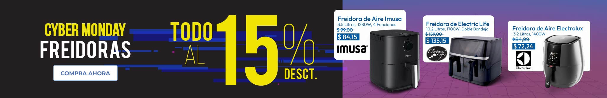 Cyber Monday TODO al 15% Dsct + ENVÍO GRATIS