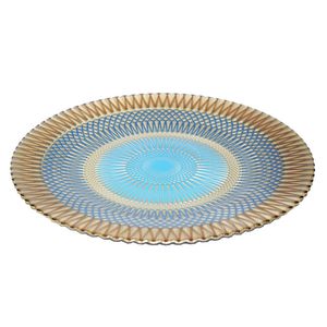 Plato de vidrio Dorado \ turquesa 33 cm 1Y33430