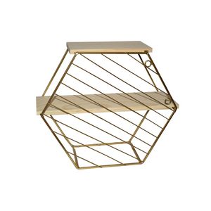 Repisa metalica exag 2 niveles san0706 \ fm183004-2a golden (32x11x27 cm)