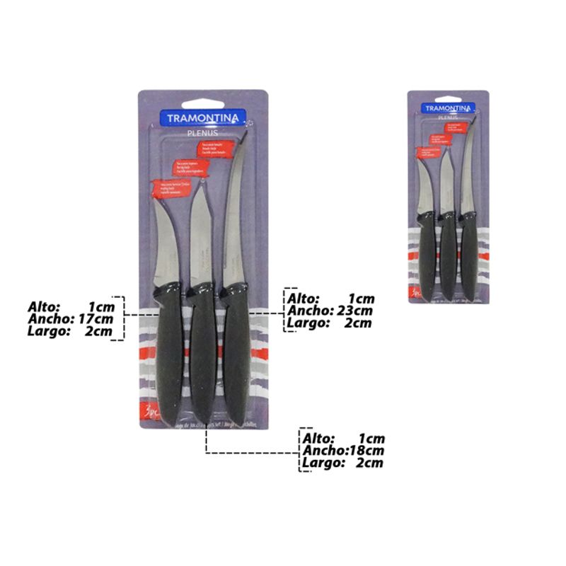 Kit 3 Cuchillos Tramontina Chef Master Profesional 6-10-3