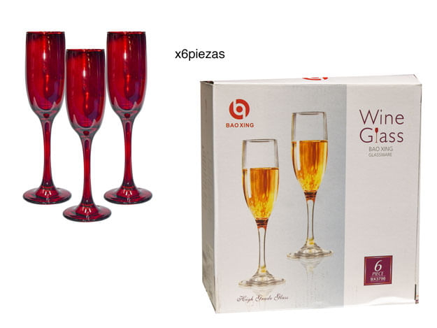 Set 6 Copas Vidrio Girasol Rojas – DecoDepot