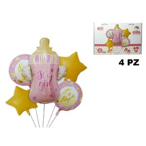 Globo aluminio baby shower niña 1655-233 28 pulg.+18 pulg.4pz.