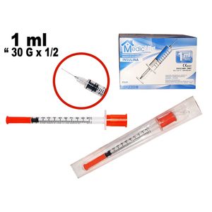 Jeringuilla medic life 1ml \ 30g x 1 \ 2 pulg. x100 pz. insulina