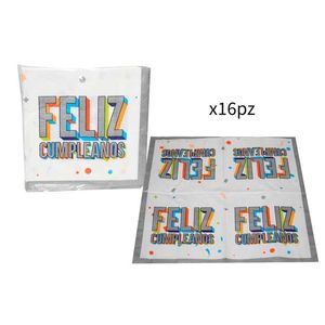 Servilleta desechable feliz cumpleanos x16 pz.ref:4408 \ ca-fcm2-s