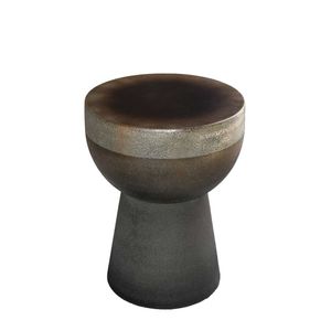 Taburete textuado Tahua, Piedra grafito, Negro y Gris, 46x34x34cm