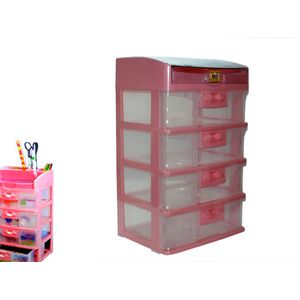 Organizador Plastico Rey, 4 Niveles, Rosado, OGX025000 \ 000137