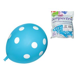 Globo fashion s r-12 azul caribe ref: 038 blanco polka dots x50 pz.