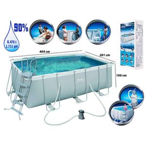 Piscina de Tubo Rectangular Bestway, Escalera, Filtro, 404x201x100cm, 56660