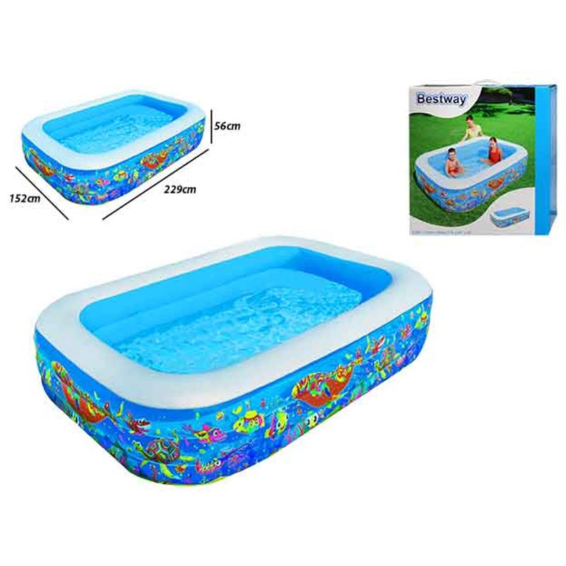 Piscina gonfiabile 'family' rettangolare con fantasie colorate, 229x152x56  cm - bestway 54120