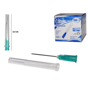 Aguja hipodermica 21gx1 x100 pz
