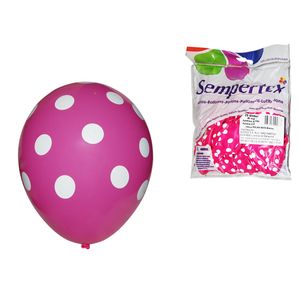 Globo fashion s r-12 fucsia ref: 012 blanco polka dots x25 pz.
