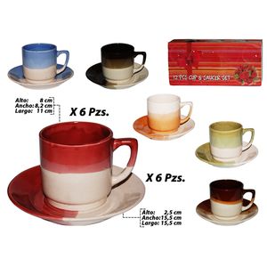 Taza c \ plato bicolor ceramica x6 pz.xj220 \ cfscs-01 220cc