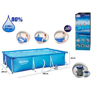 Piscina de Tubo Rectangular Bestway, Filtro, 300x200x 66cm, 56412