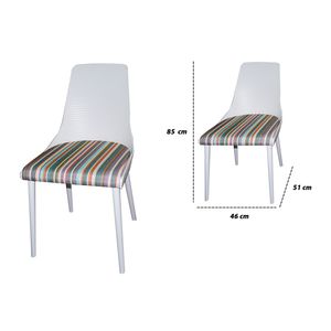 Silla, Decoración en Rayas, Blanco, 46x51x85cm, 306-acv \ aes846
