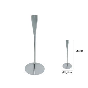 Candelabro, Metal, Plateado, 2.5x27cm, AES-60