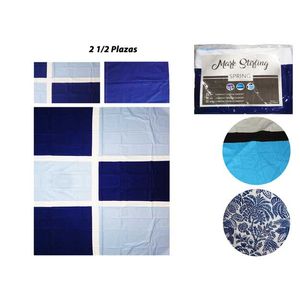 Sábana Home Life, Azul estampado, 2 ½ plazas