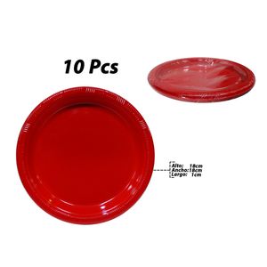 Plato plast.rojo x10 pz.ref:bm-red-p7 7