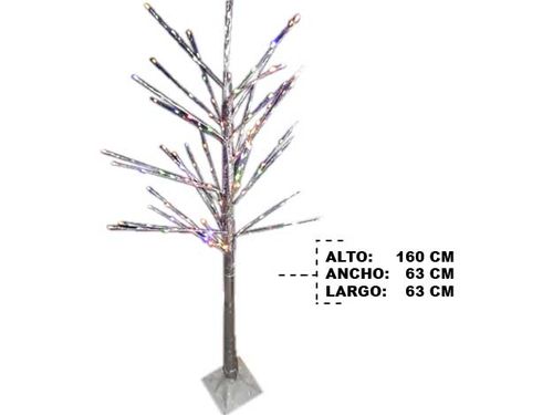Adorno Árbol De Navidad, Plateado, Luz LED, 63cmx160cm, AL-82034