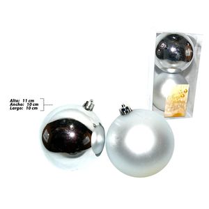 Adorno nav.bola x2 pz.plateada ref:aesxx0370 10cm