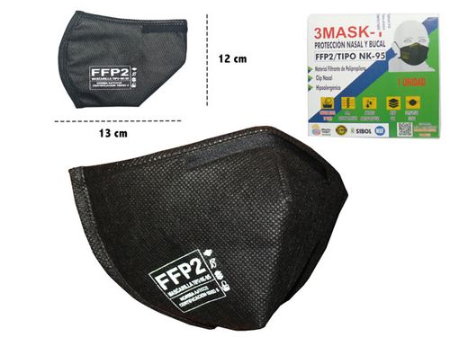 Mascarilla 3 maskt- tipo kn-95 x unidad (negro \ blanco)