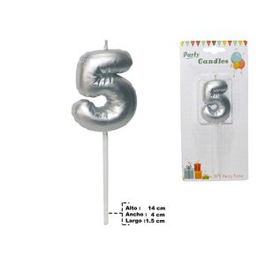 Vela cumpleaños 5 silver dy0577sg-5