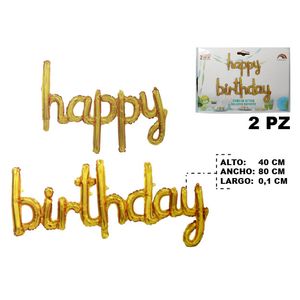 Globo aluminio happy birthaday x2 pz.1655-217 (40x80cm)