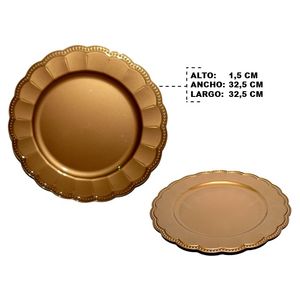 Plato base plast.decorativo gold 188251l (32.5x32.5x1.5cm)