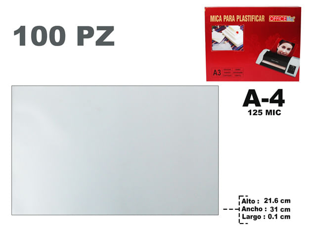 FUNDA APEX PLASTIFICAR 125 MIC. BRILLO A4 PACK 100 - Folder, Líder en  papelería