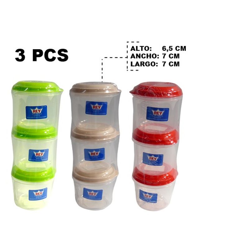 GENERICO Set 3 Conservadores Potes Plasticos Para Comidas Con