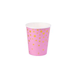 Vaso desechable carton rosado puntos x10 pz.ref:2009c 9oz.