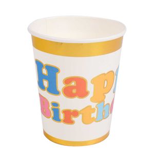 Vaso desechable carton happy birthday 9oz x8 pz.ref: 4383 \ ca-fcm1-v9