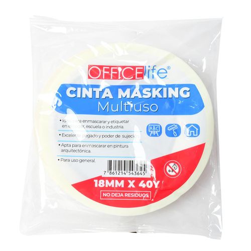 Cinta Masking Tape Office Life, Multiuso, 18MMX40Y