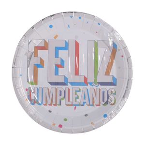 Plato desechable carton feliz cumpleanos x8 pz.ref:4384 \ ca-fcm2-p7 7