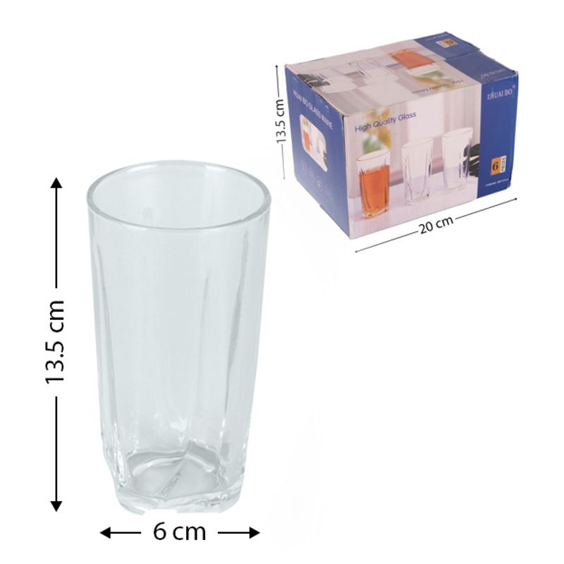 Vasos Vidrio Agua Bebidas Modelos Elegantes 360cc X6 Unds