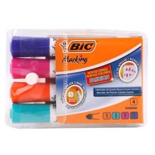 Set 4 Marcador de Pizarra Bic Fashion, Surtidos, Punta Redonda , 930094