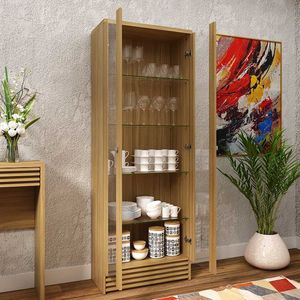 Armario Organizador Tecnomobili, Vidrio, Cafe, 32.3x73x174.2cm, cr60002.0001