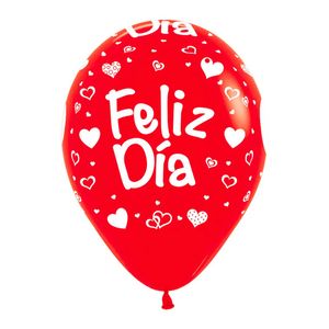 Globo fashion s r-12 rojo 015 \ 235547 \ 410258 feliz dia x50pz.