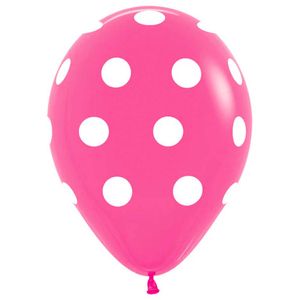 Globo fashion s r-12 fucsia 012 \ 304779 blanco polka dots x50pz.