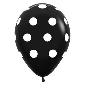 Globo fashion s r-12 negro 080 \ 308098 blanco polka dots x50pz.