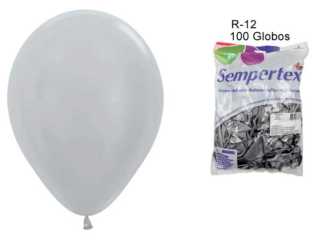 Globos Plateados Satín 30cm Sempertex R12-481-12 (12)✔️ por sólo