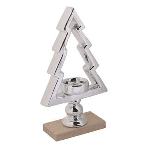 Candelabro arbol plat. base madera dlh20q508 (14.1x6x24.3)