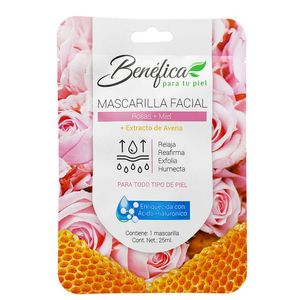 Mascarilla Facial Benéfica, Rosa y Miel, 25ml, Todo Tipo de Piel, T10315