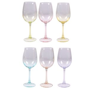 Copa de Vidrio x6 Piezas, Diversos Colores, 9x23cm, FA18128