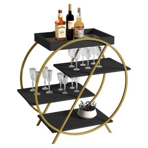 Mesa para Bar, Batrol, Circular, Luxo, Negra y Dorada, 90x90x39cm, 27601