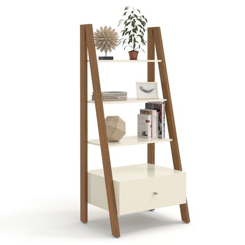 Estantería Easy Desk Batrol, 1 Cajón, Café y Blanco, 146x65x49cm, 40170