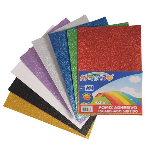 Fomix Escarchado Aprendo, A4, Adhesivo, 10 Pza, Surtido, SK-AD10