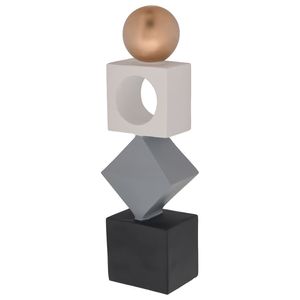 Adorno Figura Torre Geométrica, Resina, 10x31cm, XL-170226