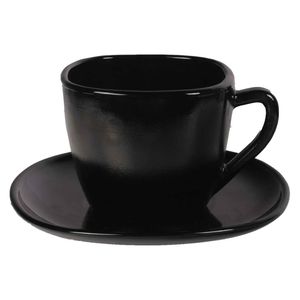 Taza c \ plato opal negro x6 pz ref: hy09bfxp55bfxb220jc \ hy09bfxp45bfxb85jc 85ml