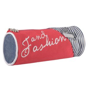 Cartuchera Nylon Pop Hot, Rojo con Gris, 22x9cm, HF-2201 016292