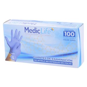 Guante nitrilo sin polvo violeta mediclife x100 pz. (s)